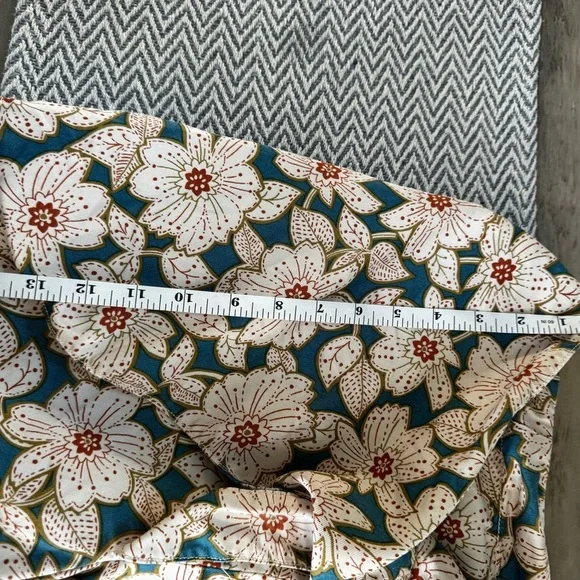 Anthropologie Floral High Waist Shorts- Blue and Cream - Picture 9 of 13